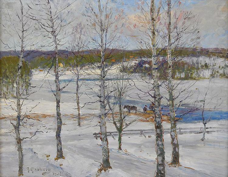 Winter landscape of Norrland with birch trees, Anton Genberg